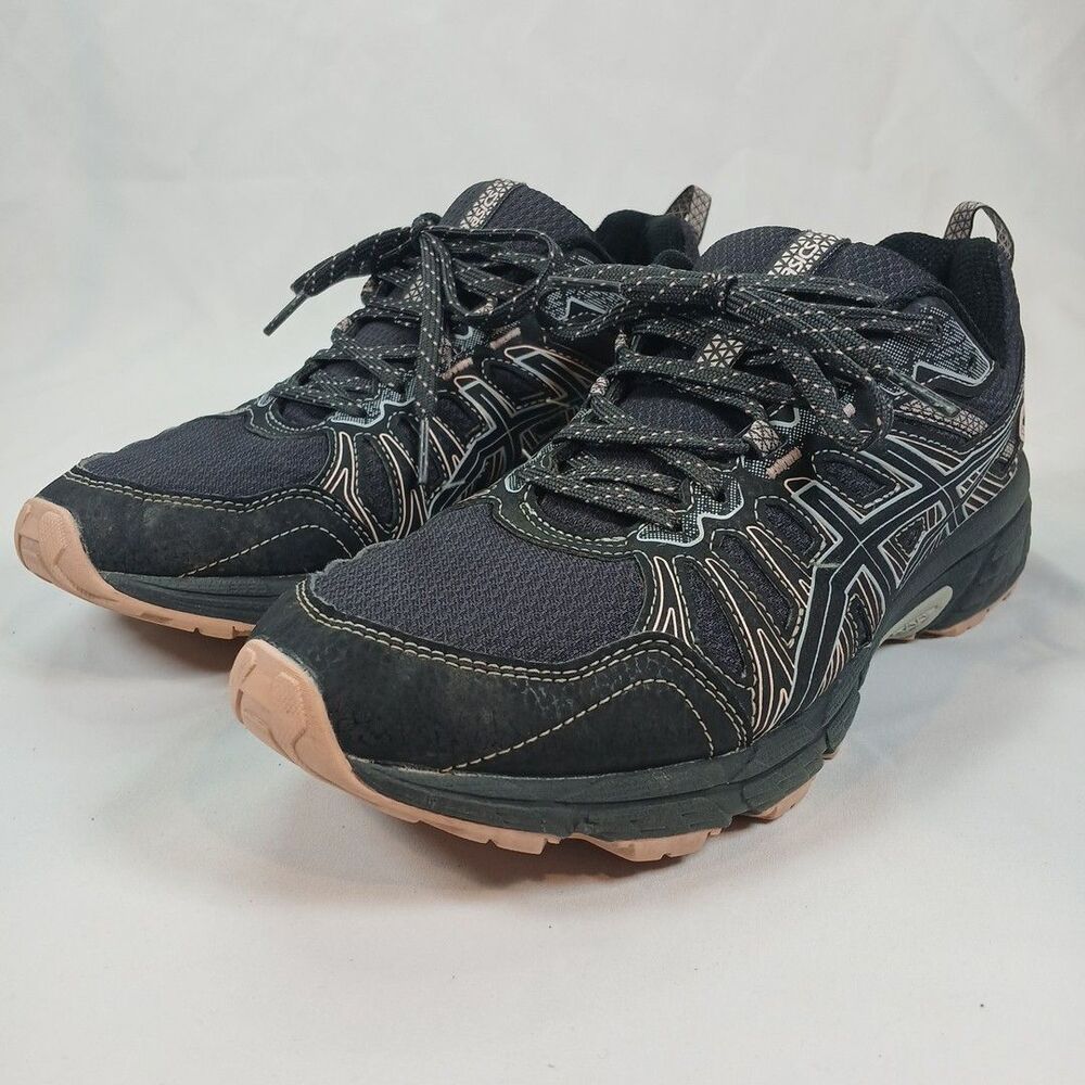 ASICS Venture 7 Womens Black Trail Running Shoes US 8 Wide 1012B041 Grey Black